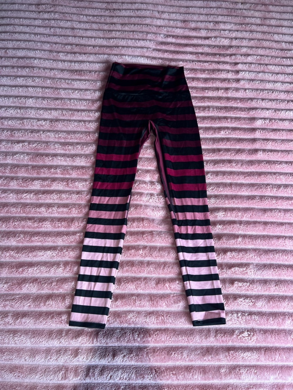 K-DEER Pink and Black Striped Women’s Leggings